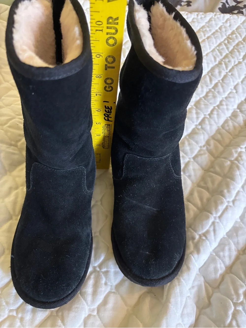 UGG Kids Black Suede Shearling-Lined Boots
